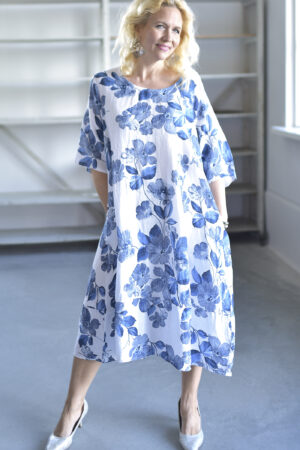 Blue Flowers pellavamekko, valkoinen 50/54