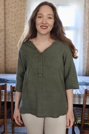 Mandi pellavapaita maastonvihreä Pellavatehdas