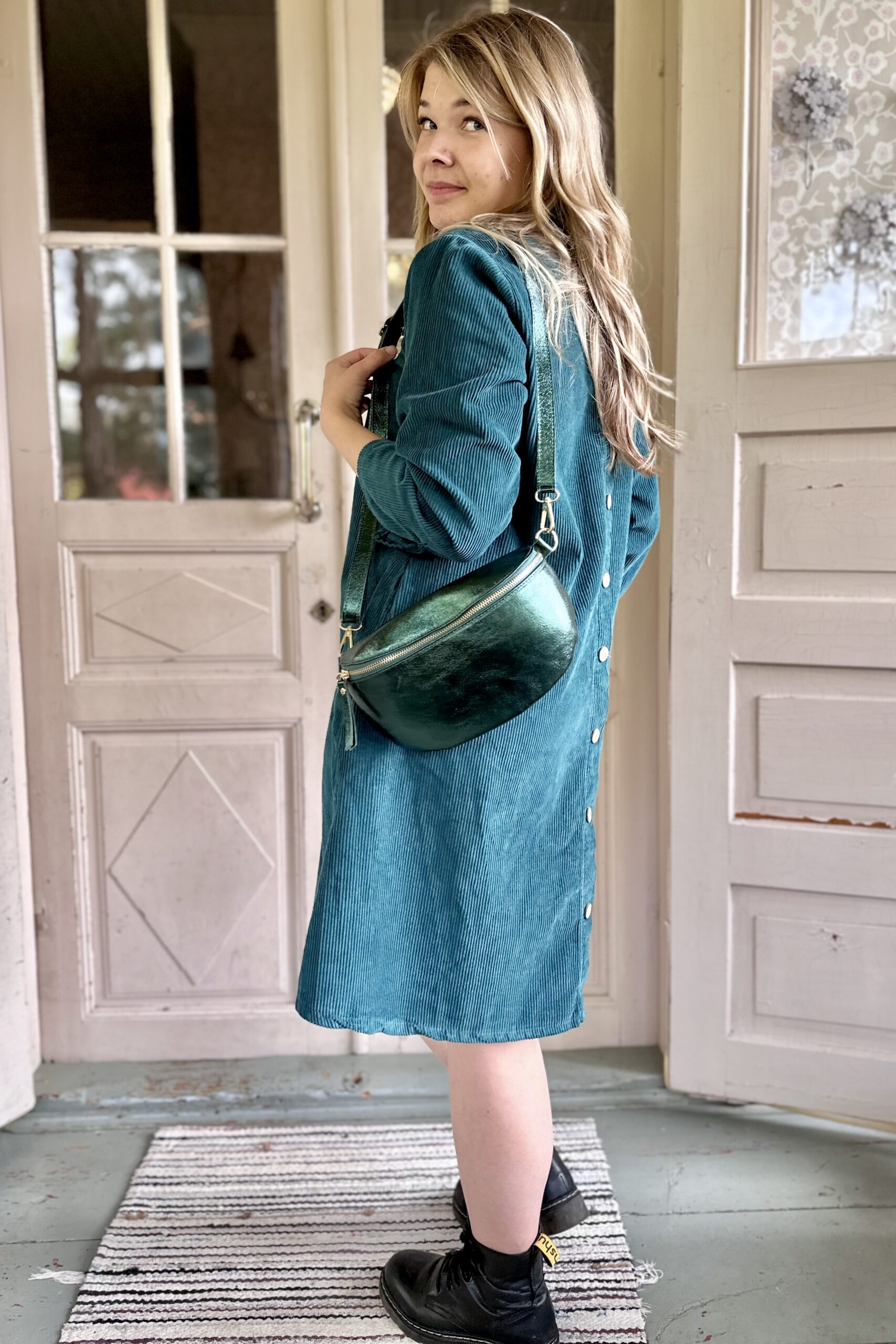 Buttons samettimekko, petroolinvihreä - Image 3