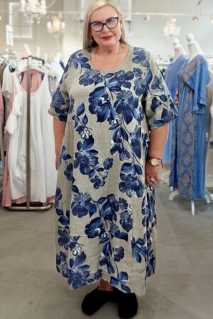 Pellavatehdas Blue Flowers mekko taube