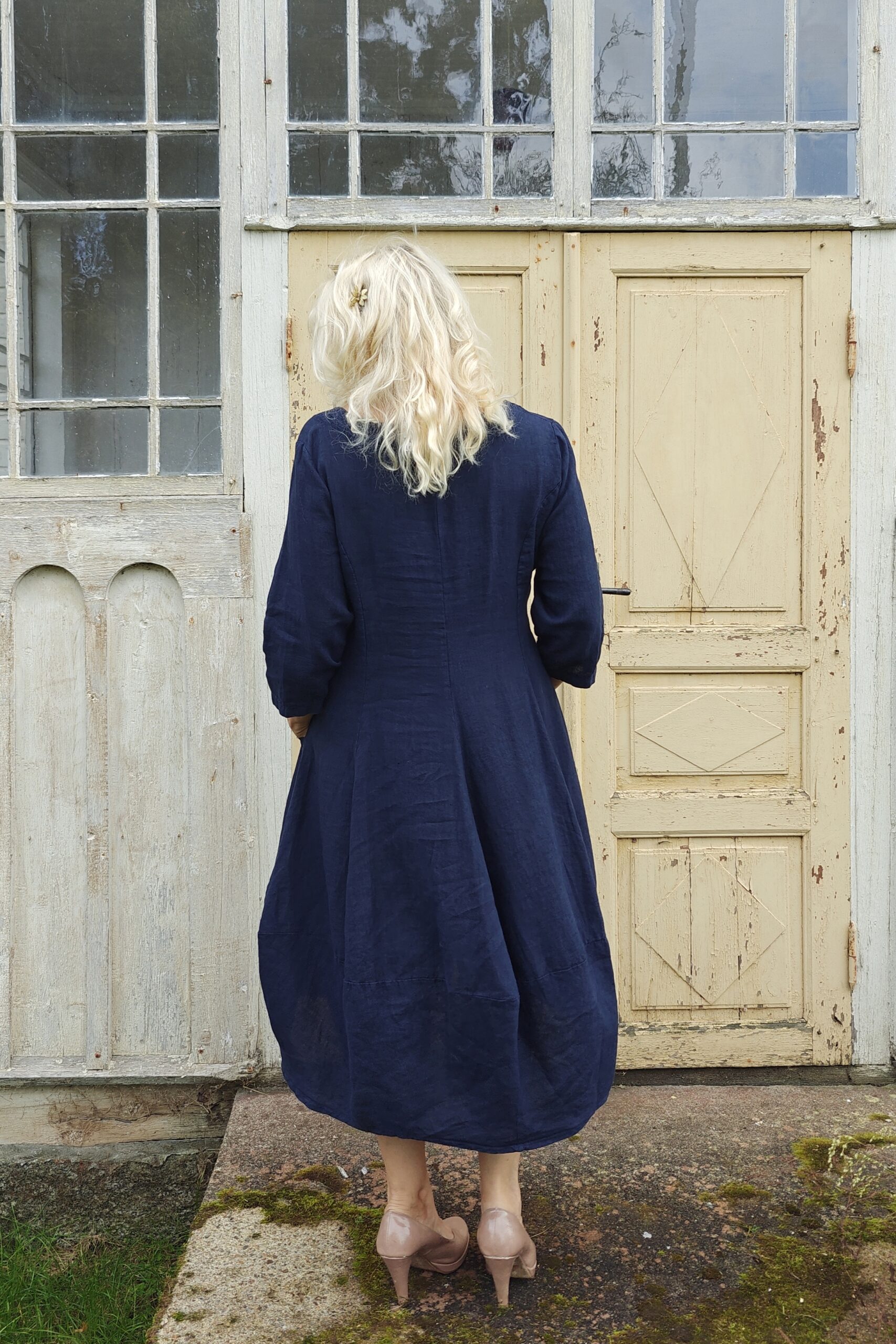 Aada-pellavamekko, tummansininen - Image 3