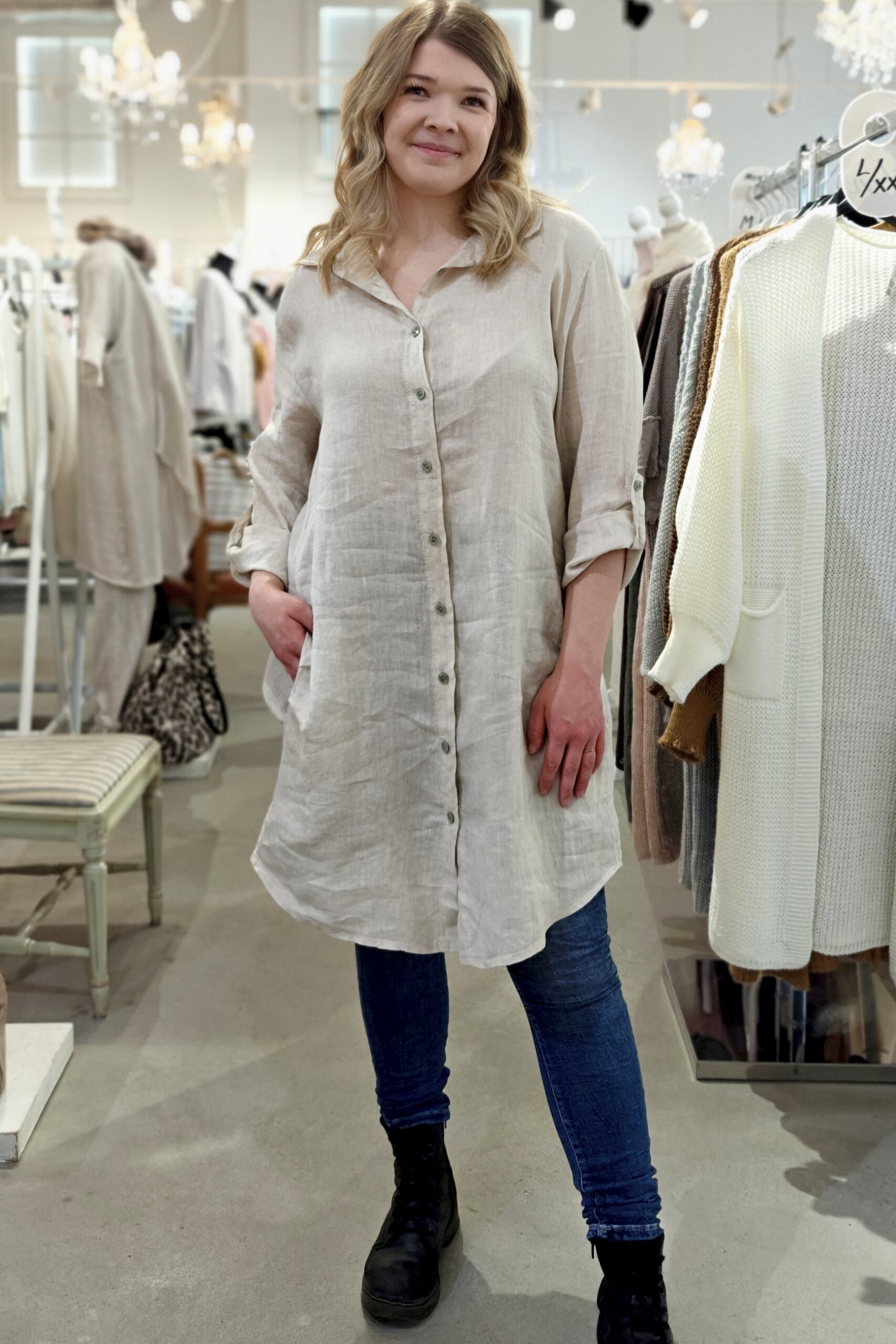 Viola pellavatunika beige Pellavatehdas