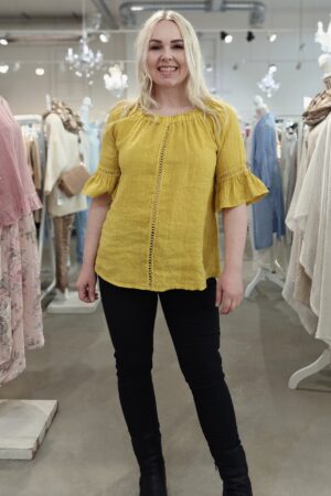 Stretch-housut Lovely Day musta Pellavatehdas