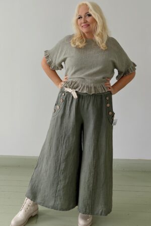 Riina housuhame khakivihreä Pellavatehdas