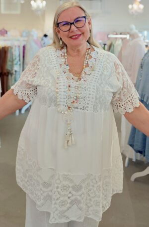 Katjuska pitsitunika valkoinen Pellavatehdas