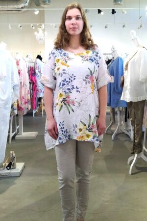 Kukka pellavatunika valkoinen