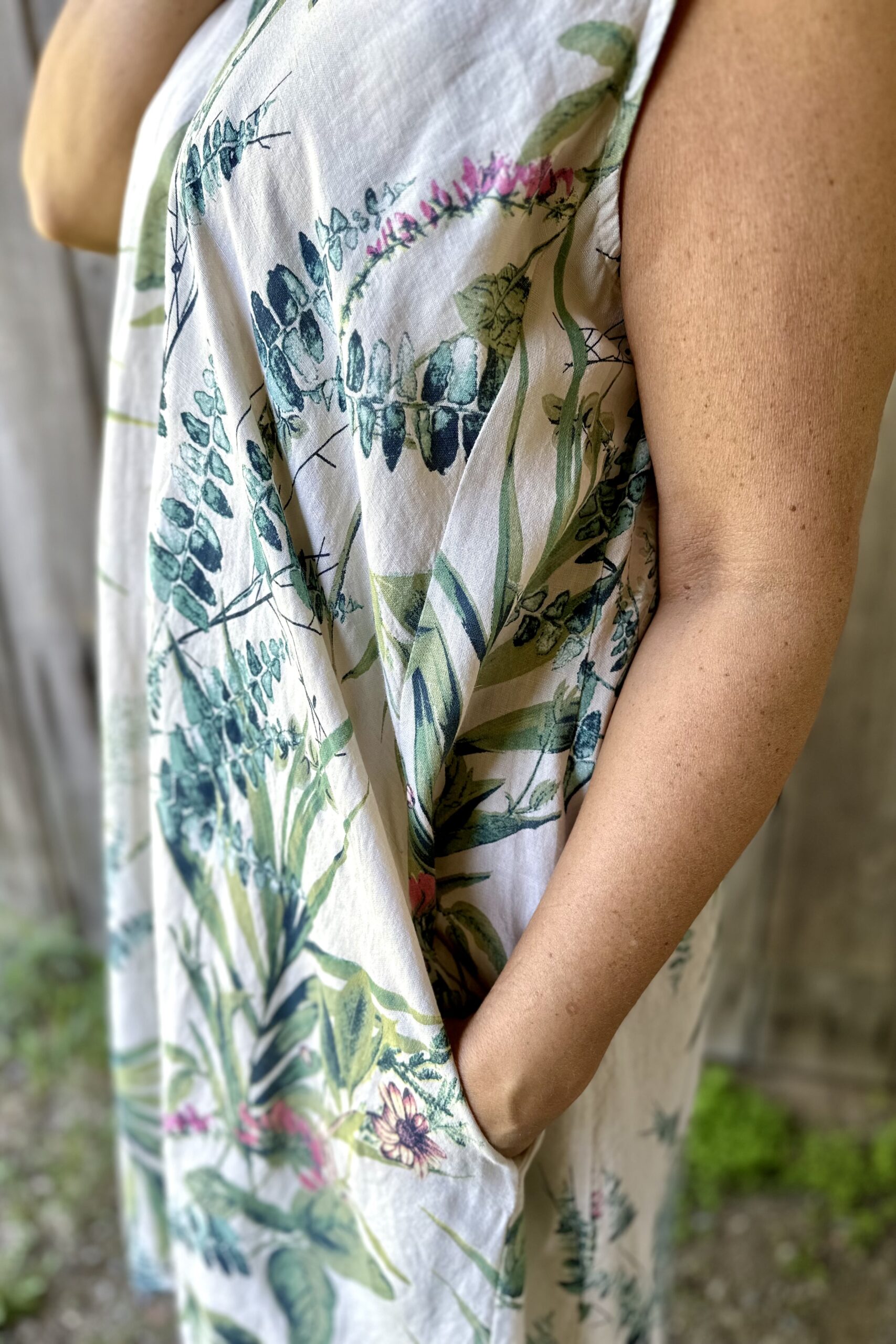 Angelika hihaton pellavamekko, beige 42/48 - Image 3