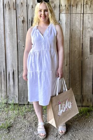 Pellavatehdas Livia hellemekko valkoinen