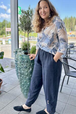 Pellavatehdas Veera pellavahousut tummansininen