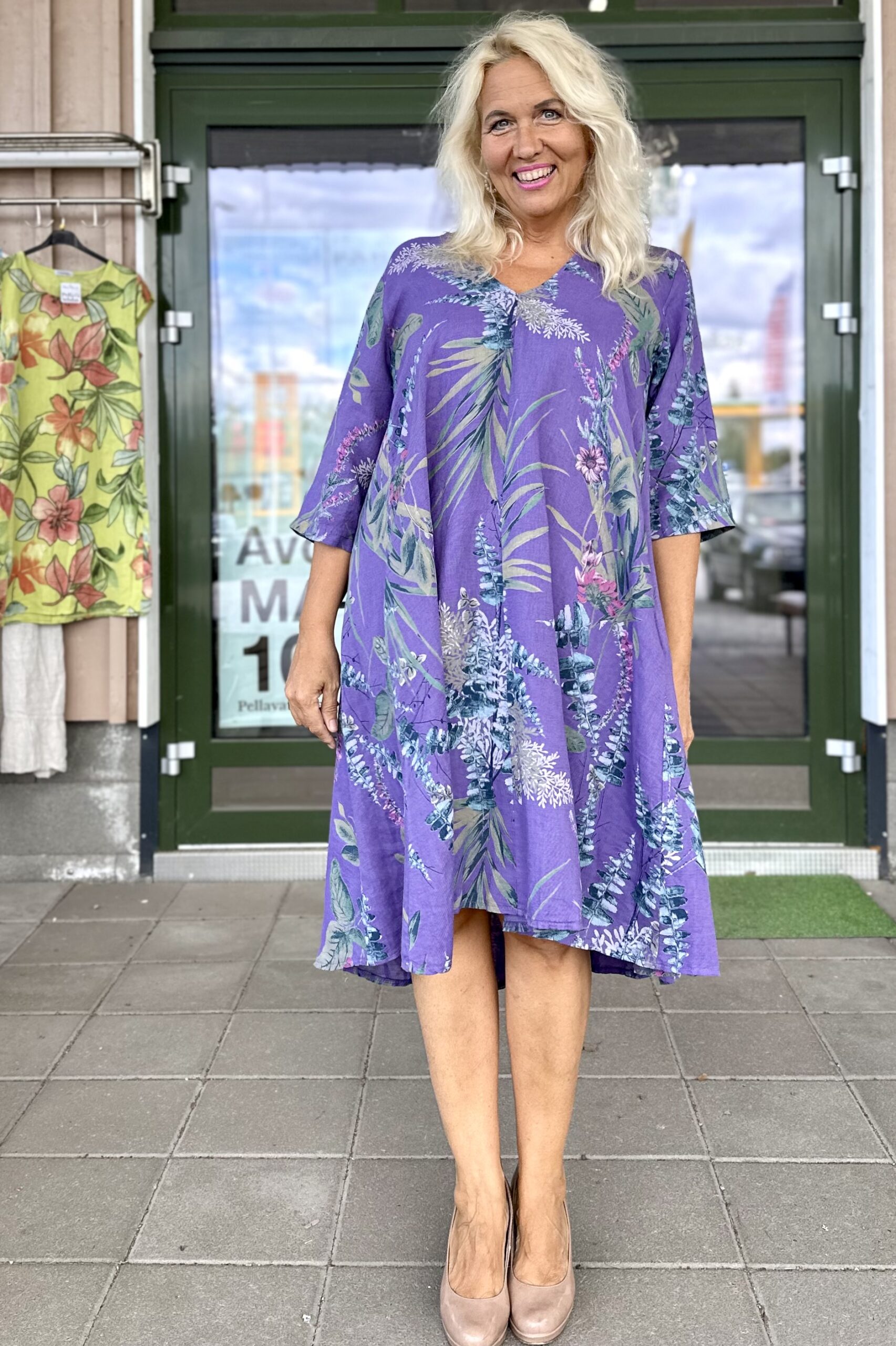 Juhannus pellavamekko liila