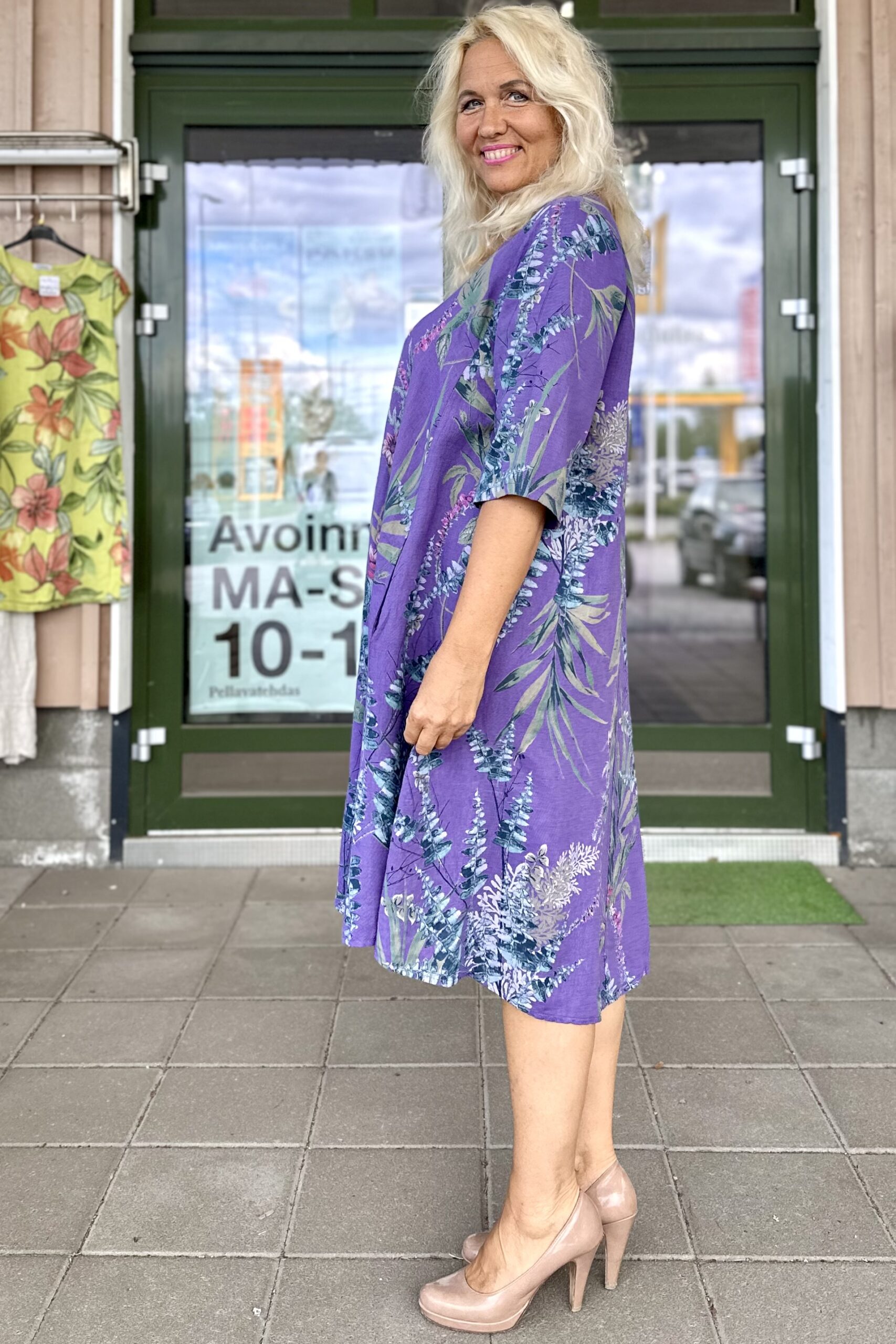 Juhannus pellavamekko liila