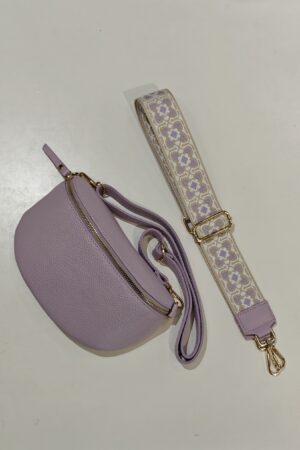 Pellavatehdas Crossbody-laukku vaihtohinalla liila