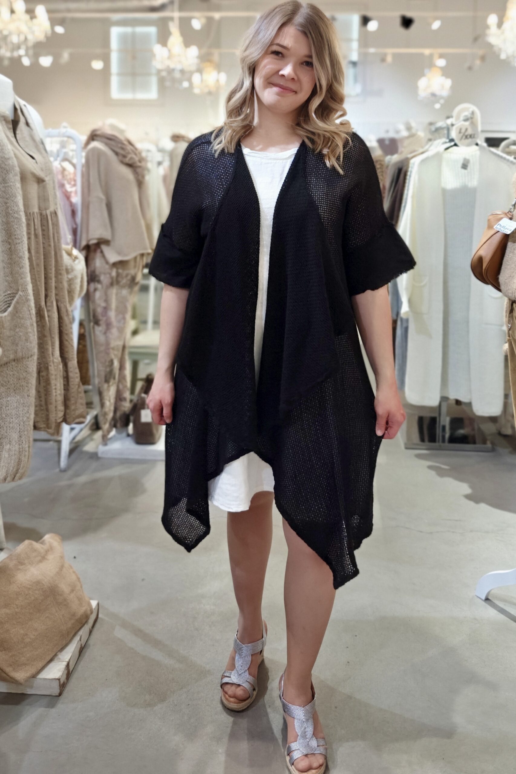 Michele mesh-neulosjakku musta Pellavatehdas