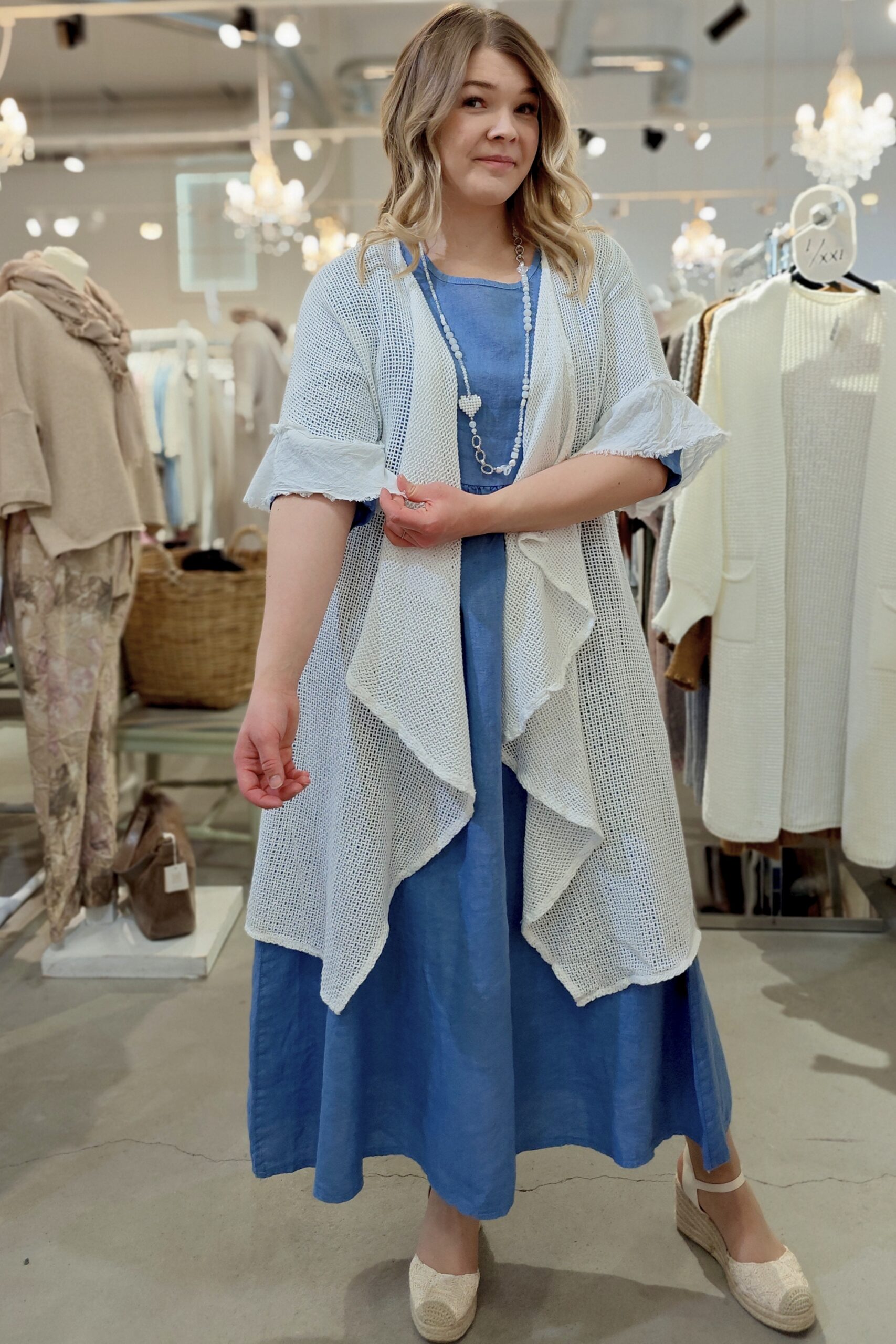 Michele mesh-neulosjakku valkoinen Pellavatehdas