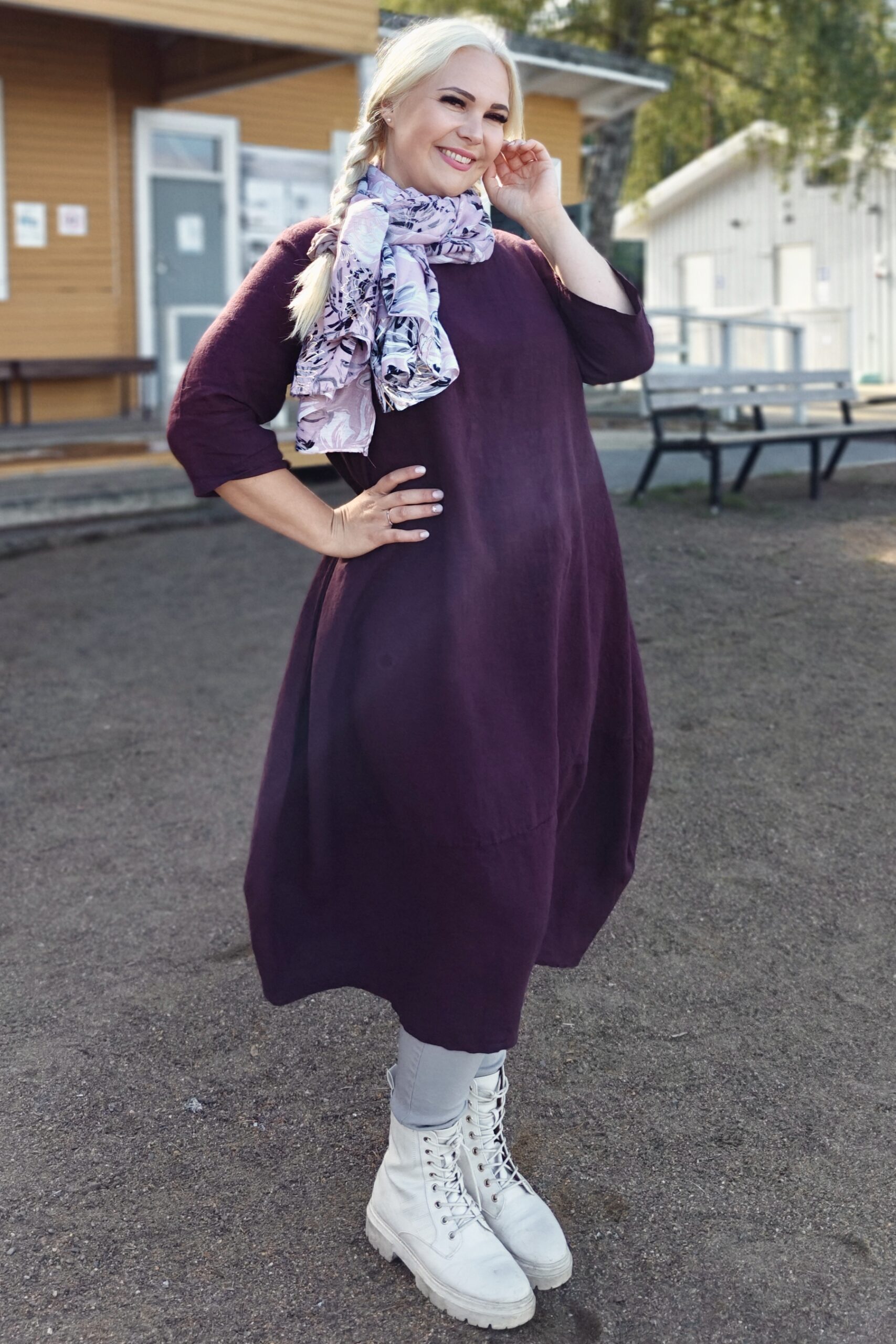 Pellavatehdas Seela Pellavamekko tumma luumu