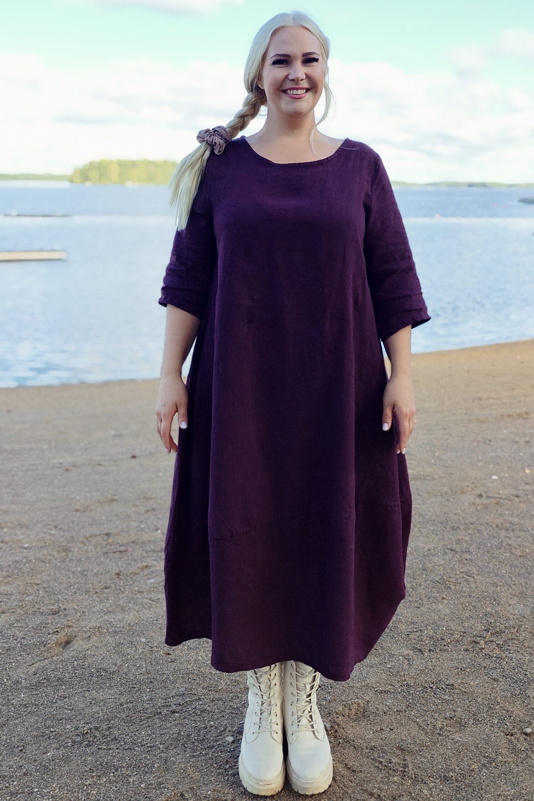 Seela pellavamekko, tumma luumu - Image 3