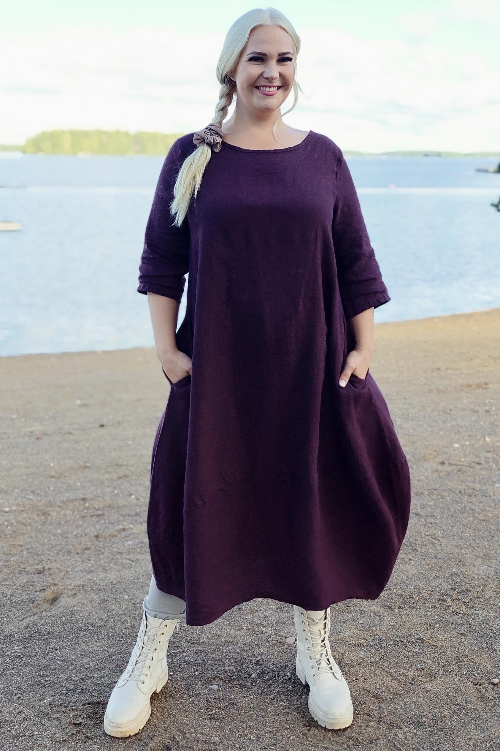 Pellavatehdas Seela Pellavamekko tumma luumu