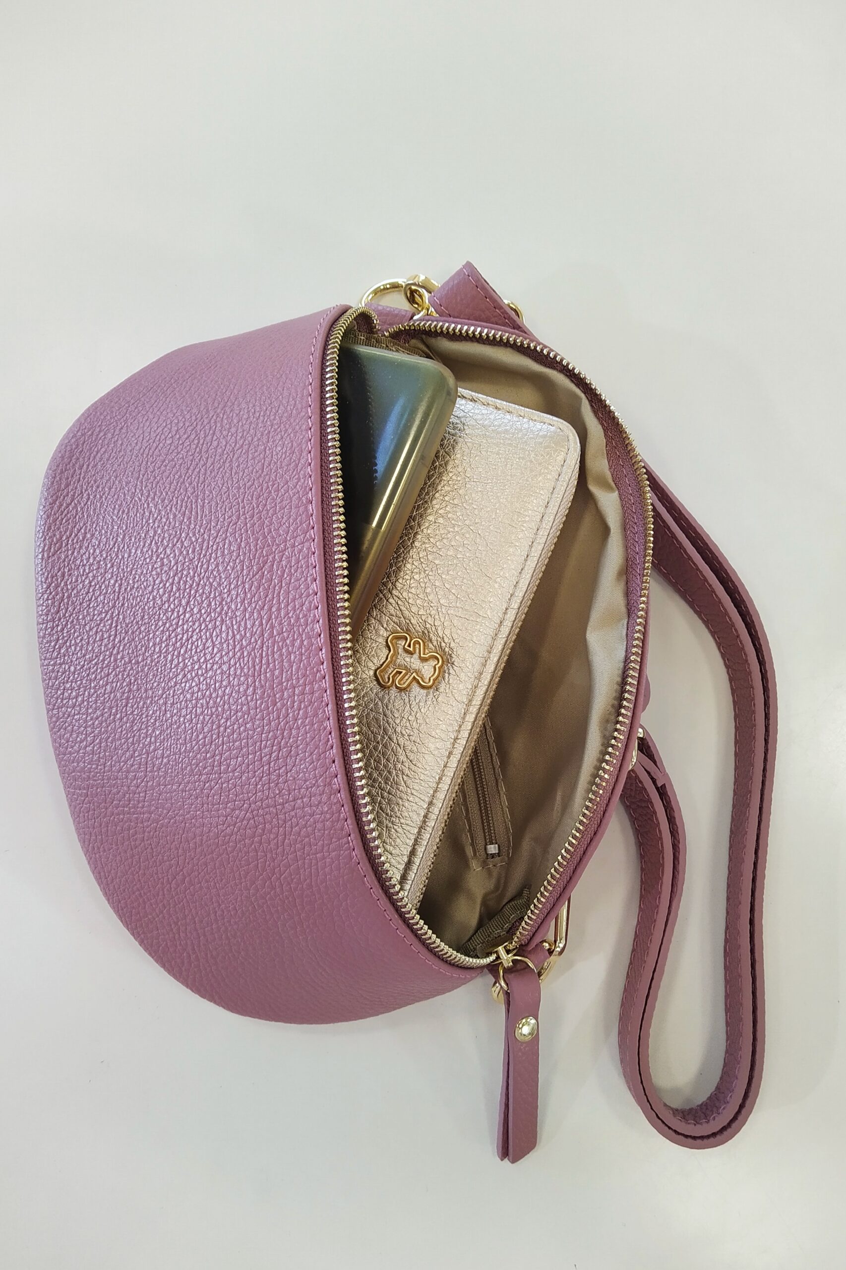 Pellavatehdas crossbody laukku vaihtohihnalla roosa