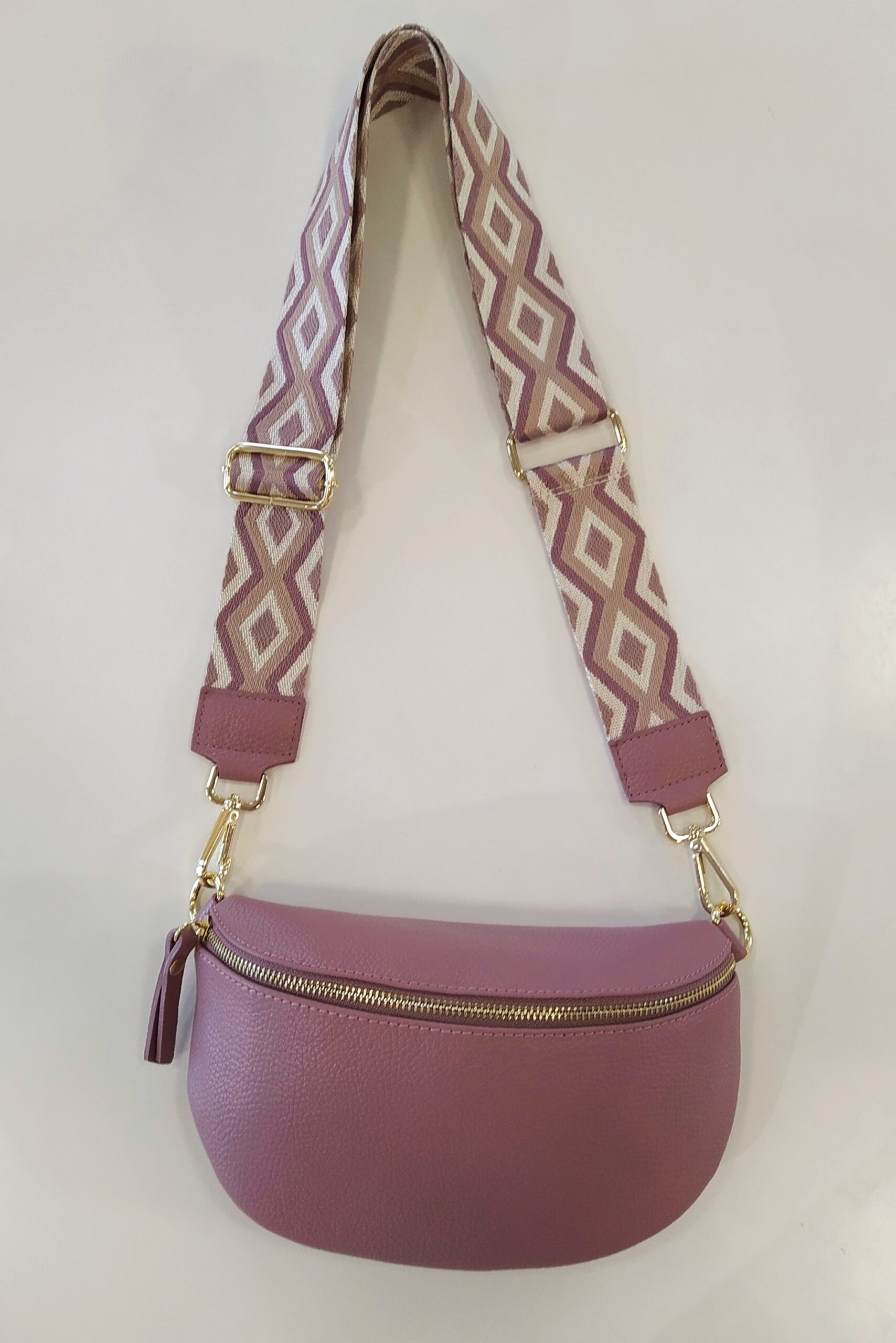 Pellavatehdas crossbody laukku vaihtohihnalla roosa