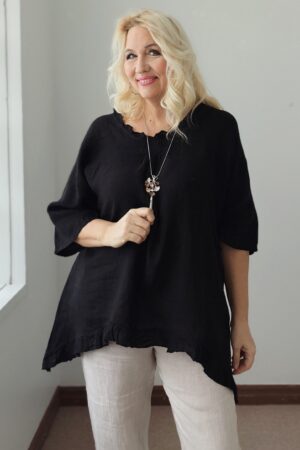 Jasmi pellavatunika musta Pellavatehdas