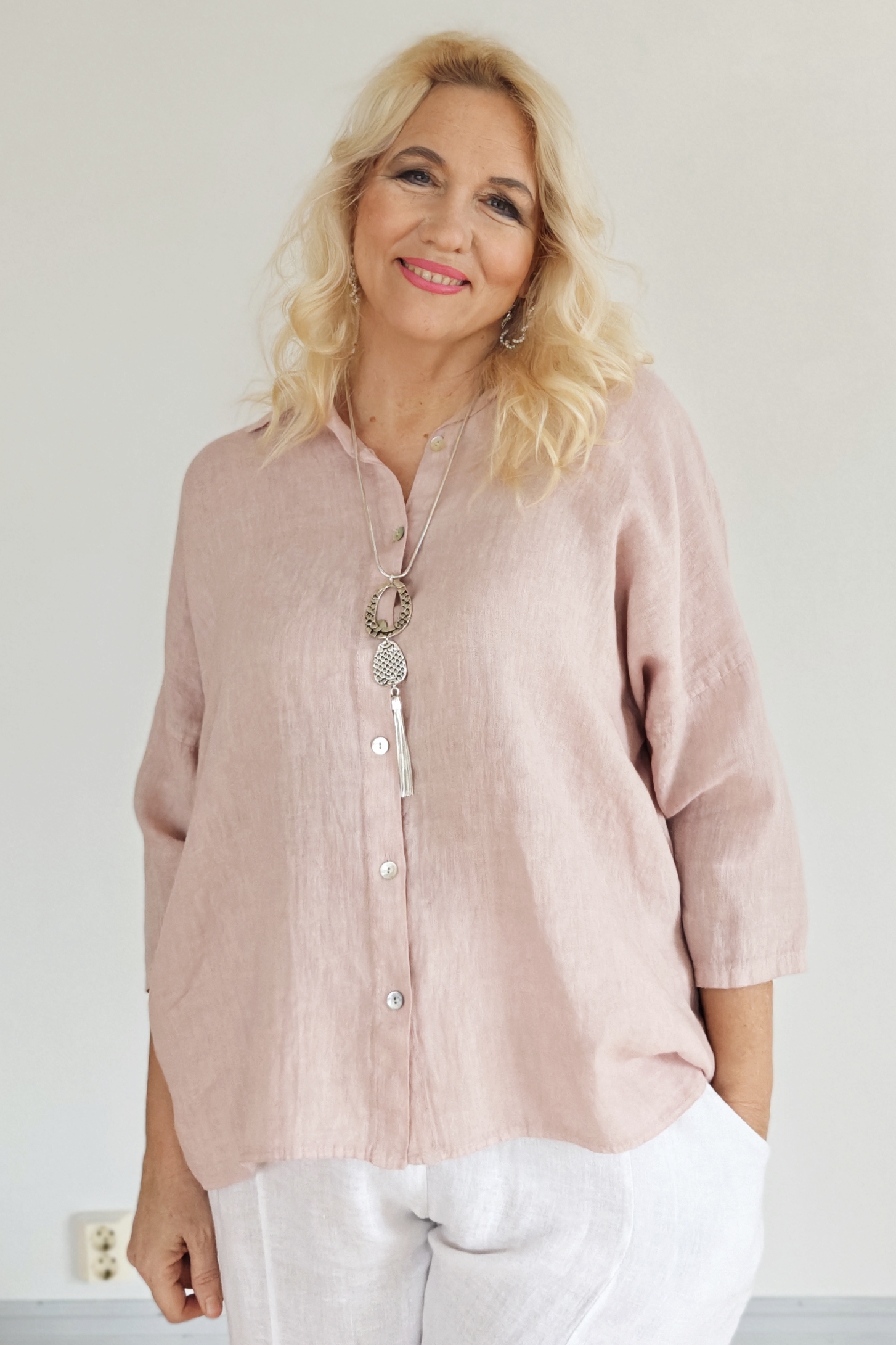 Venla pellavapaita roosa Pellavatehdas