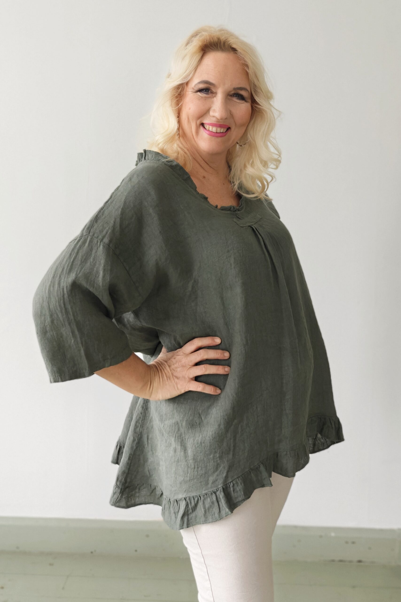 Jasmi pellavatunika, khakivihreä XL/XXL - Image 3