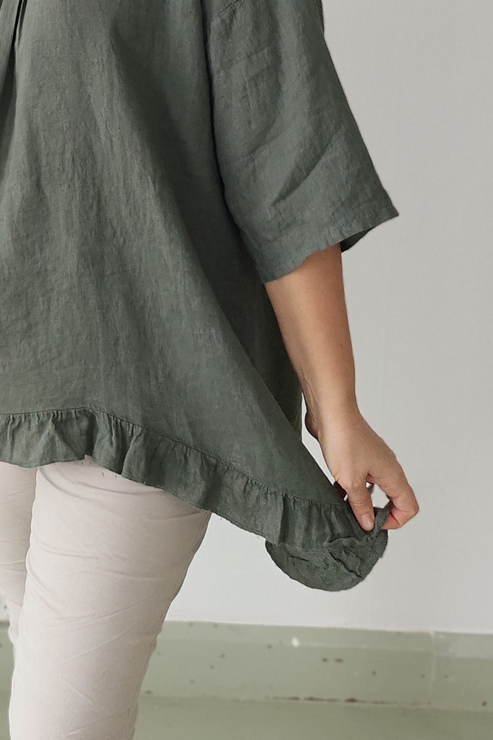 Jasmi pellavatunika, khakivihreä XL/XXL - Image 4