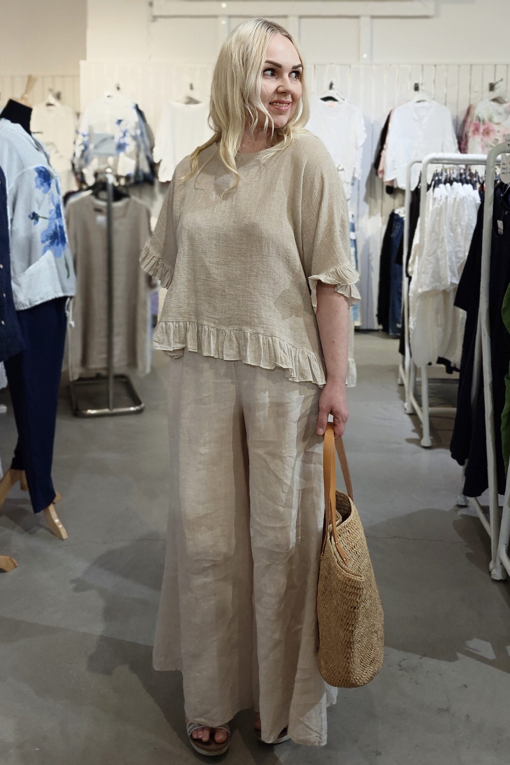 Hele housuhame beige Pellavatehdas