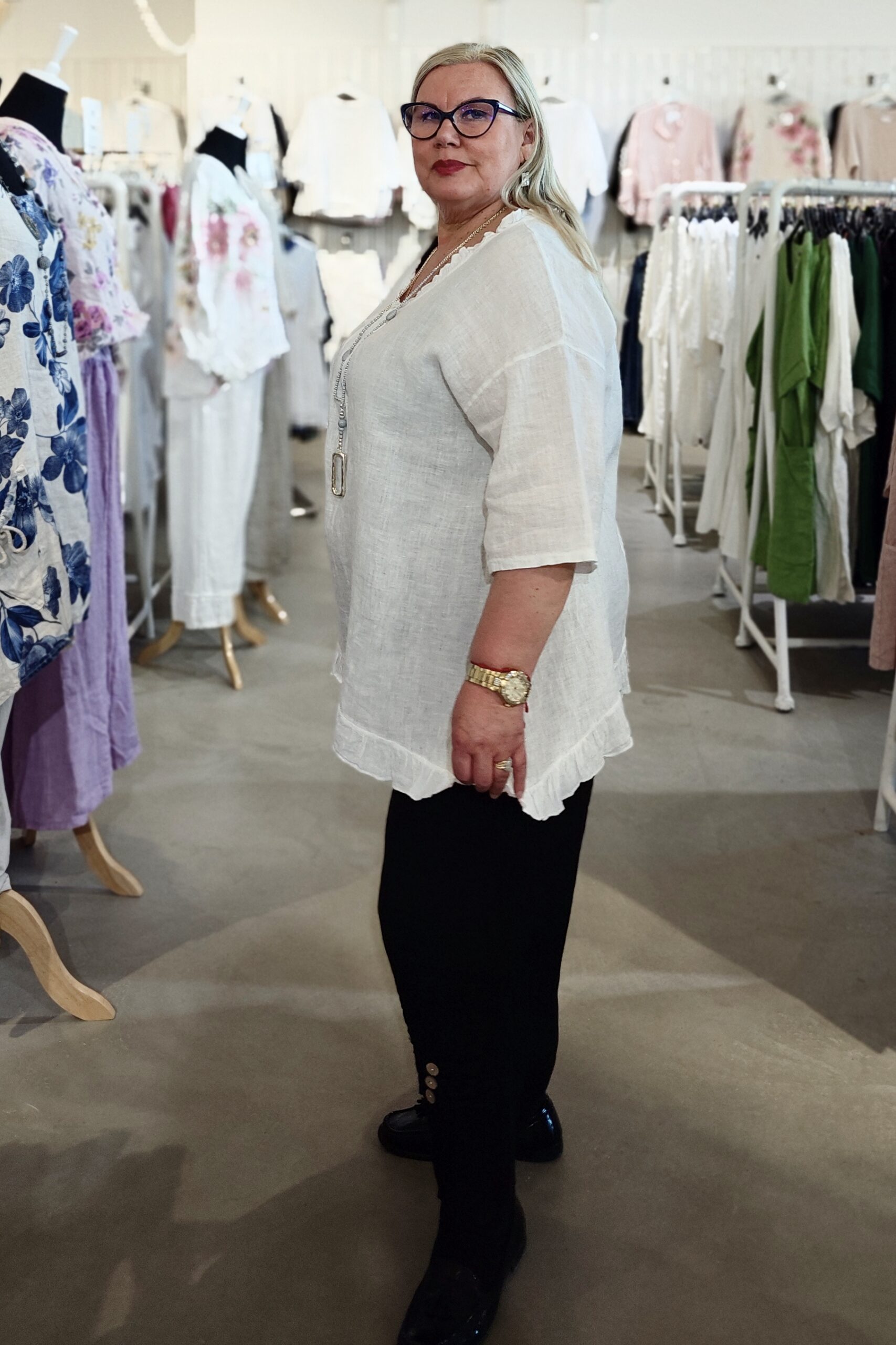 Jasmi pellavatunika, valkoinen XL/XXL - Image 4