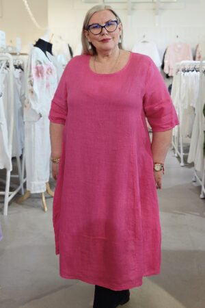 Kaarina pellavamekko pinkki Pellavatehdas