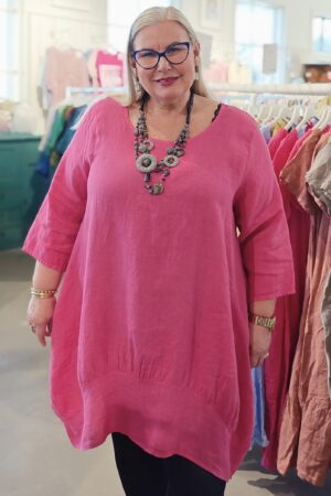Linda pellavatunika pinkki Pellavatehdas
