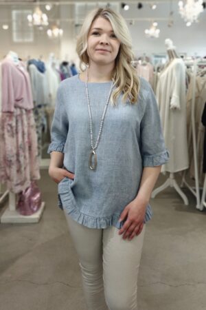 Unna pellavapaita vaaleansininen Pellavatehdas