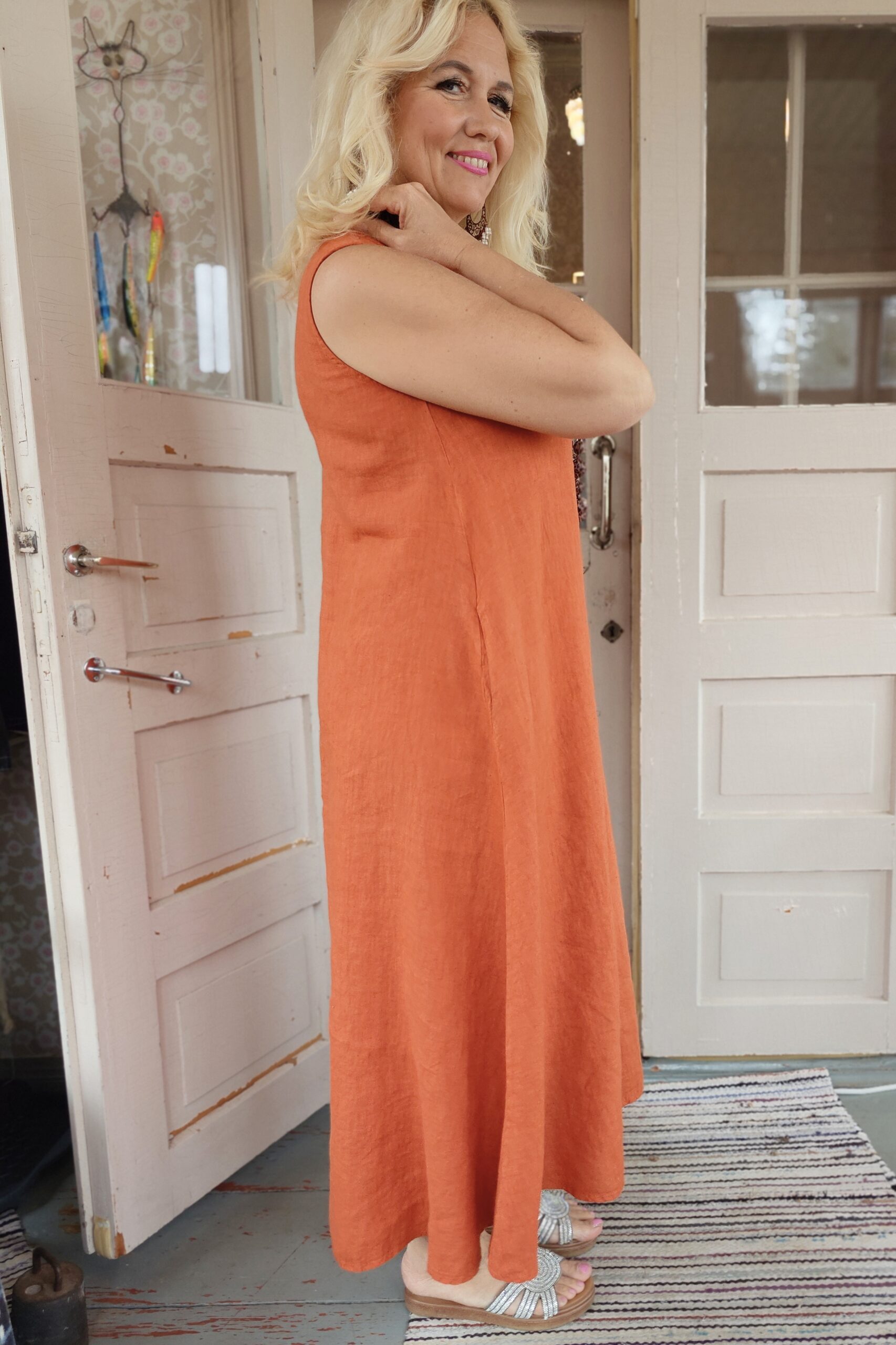 Elegia pellavamekko, porkkanan oranssi S/M - Image 4