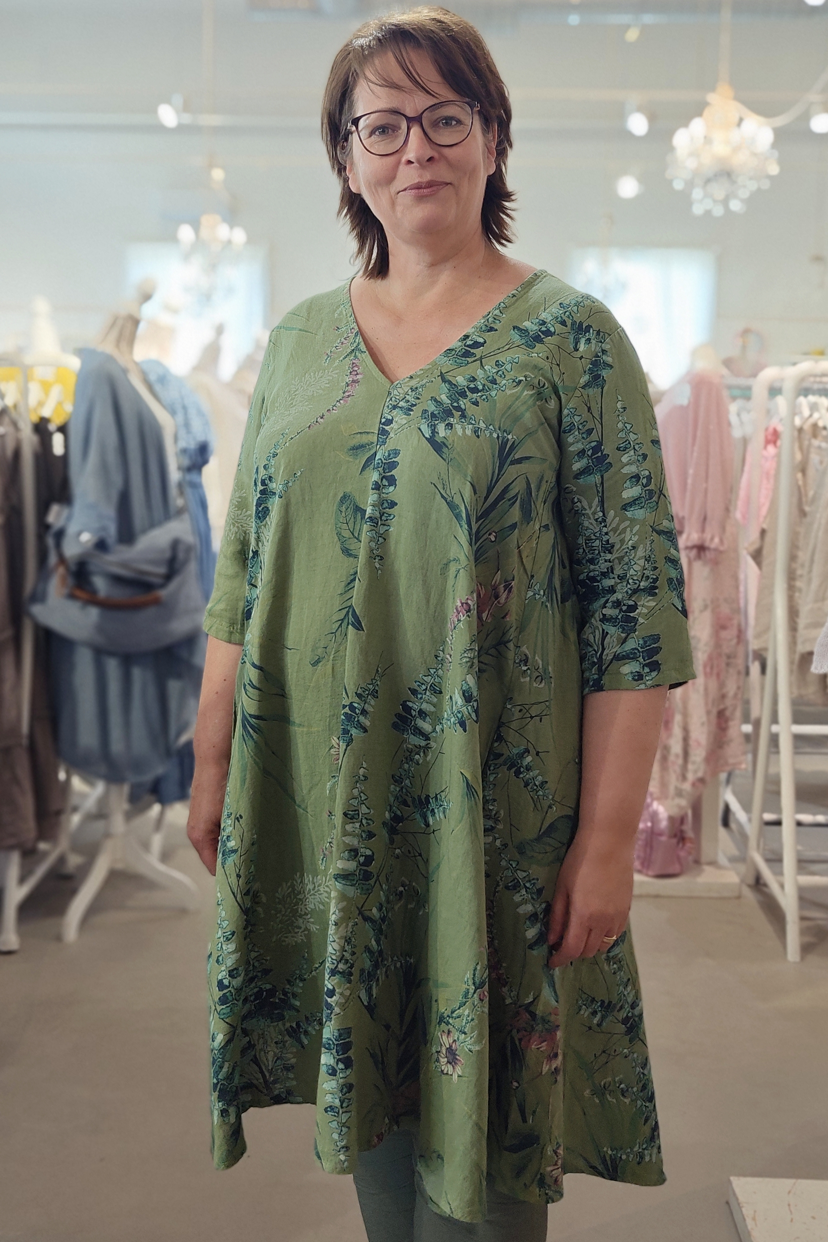 Pellavatehdas Juhannus Pellavamekko maastonvihreä