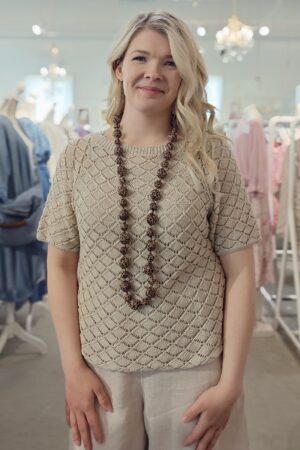 Pellavatehdas Katrin puuvillaneule hiekanruskea