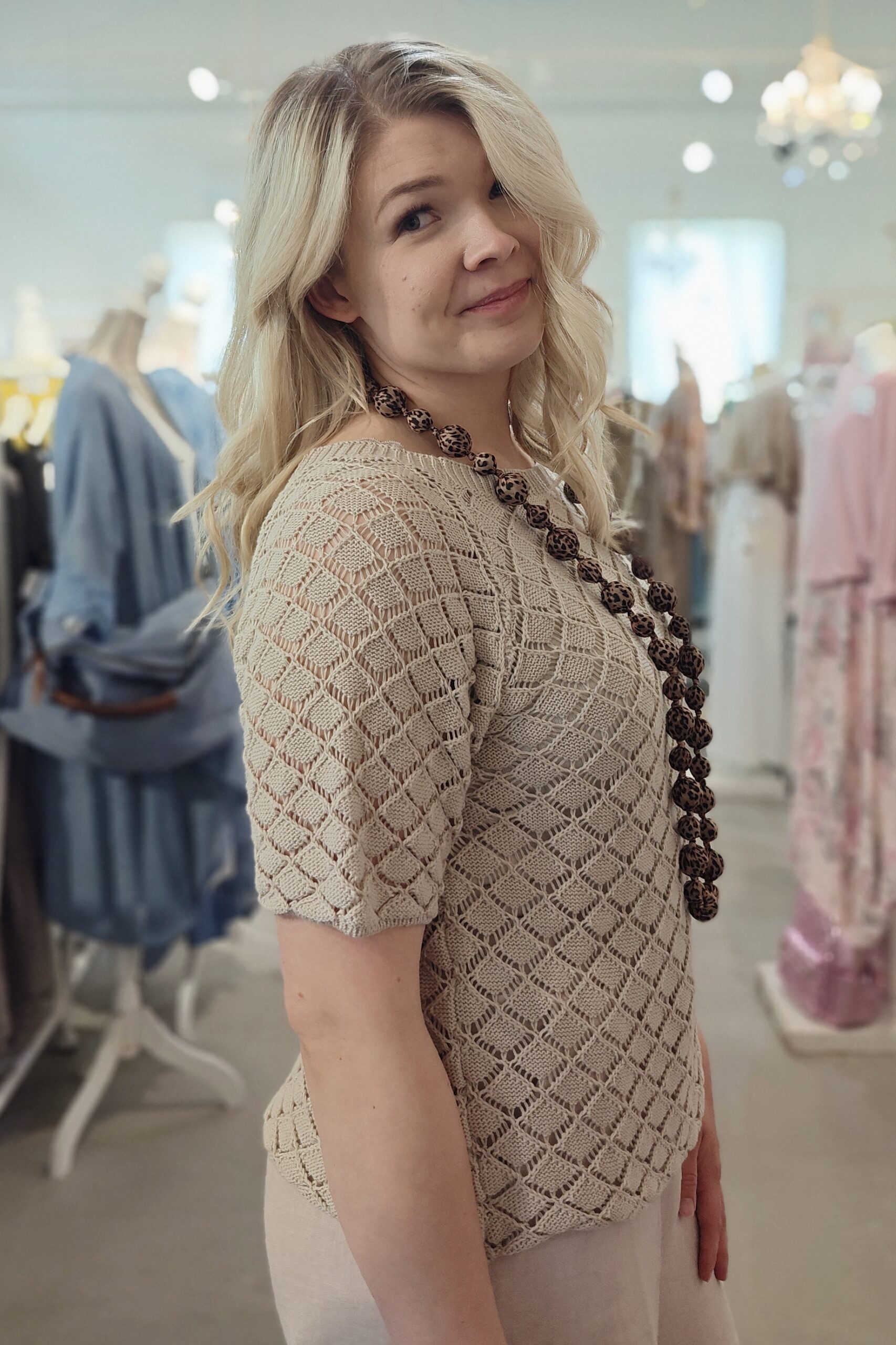 Katrin puuvillaneule, hiekanruskea 38/44 - Image 3