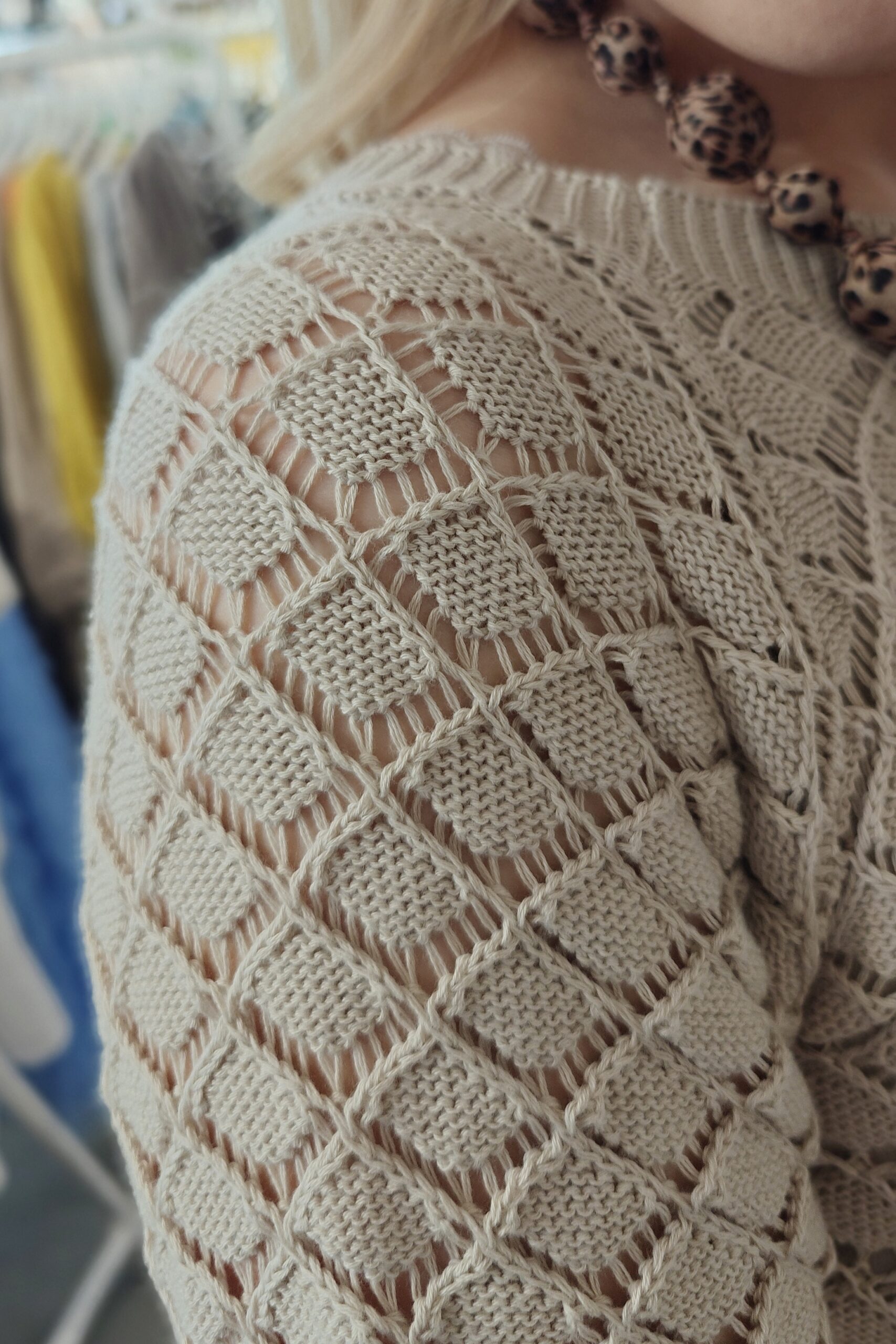 Katrin puuvillaneule, hiekanruskea 38/44 - Image 4