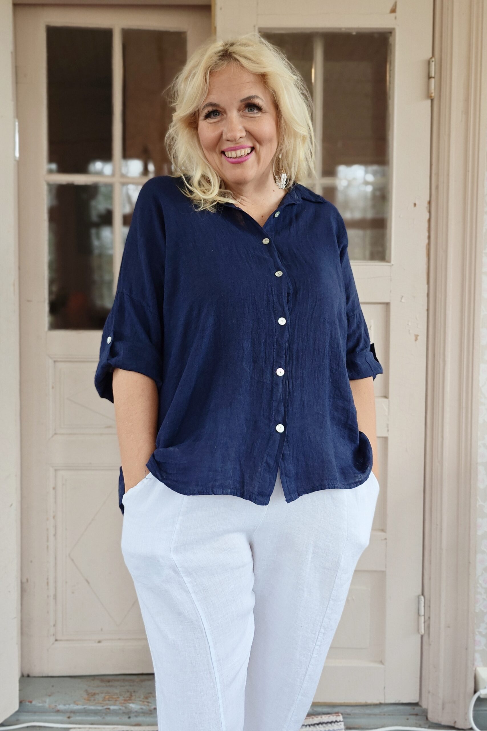 Pellavatehdas Venla pellavapaita tummansininen