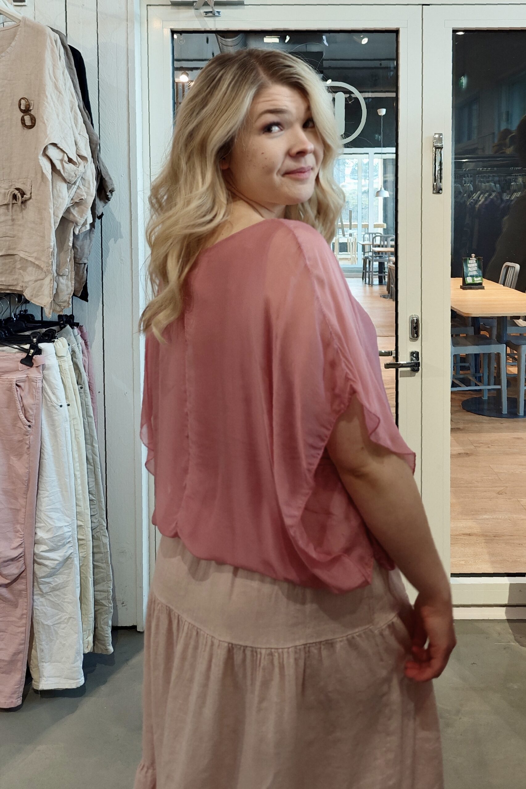 Selja silkkiviskoosi-pusero, vanha roosa 38/46 - Image 4