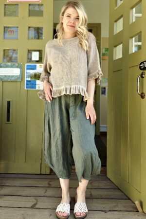 Pellavatehdas Jenna pellavacaprit khakivihreä