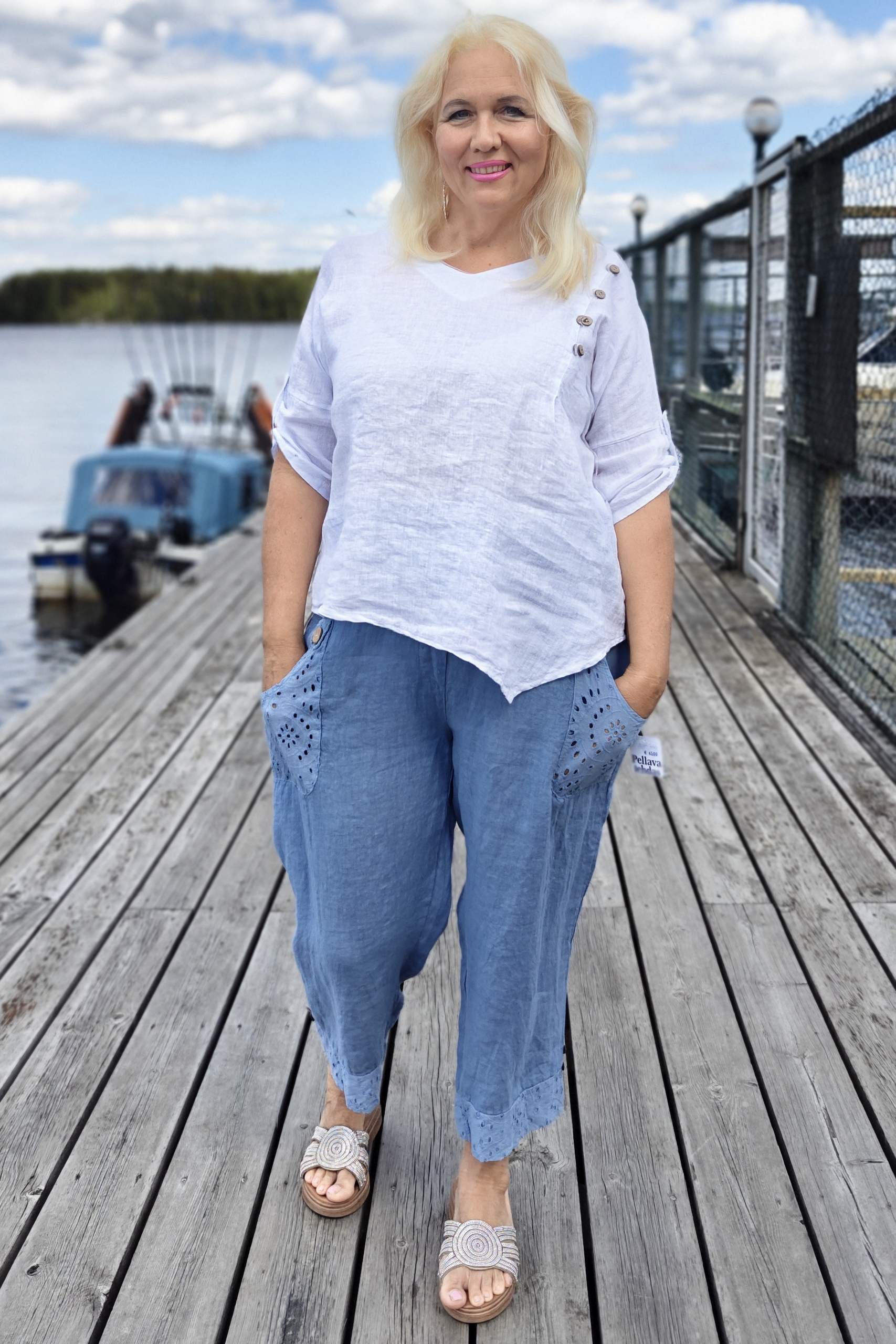 Pellavatehdas Kesäheinä pellavacaprit jeans
