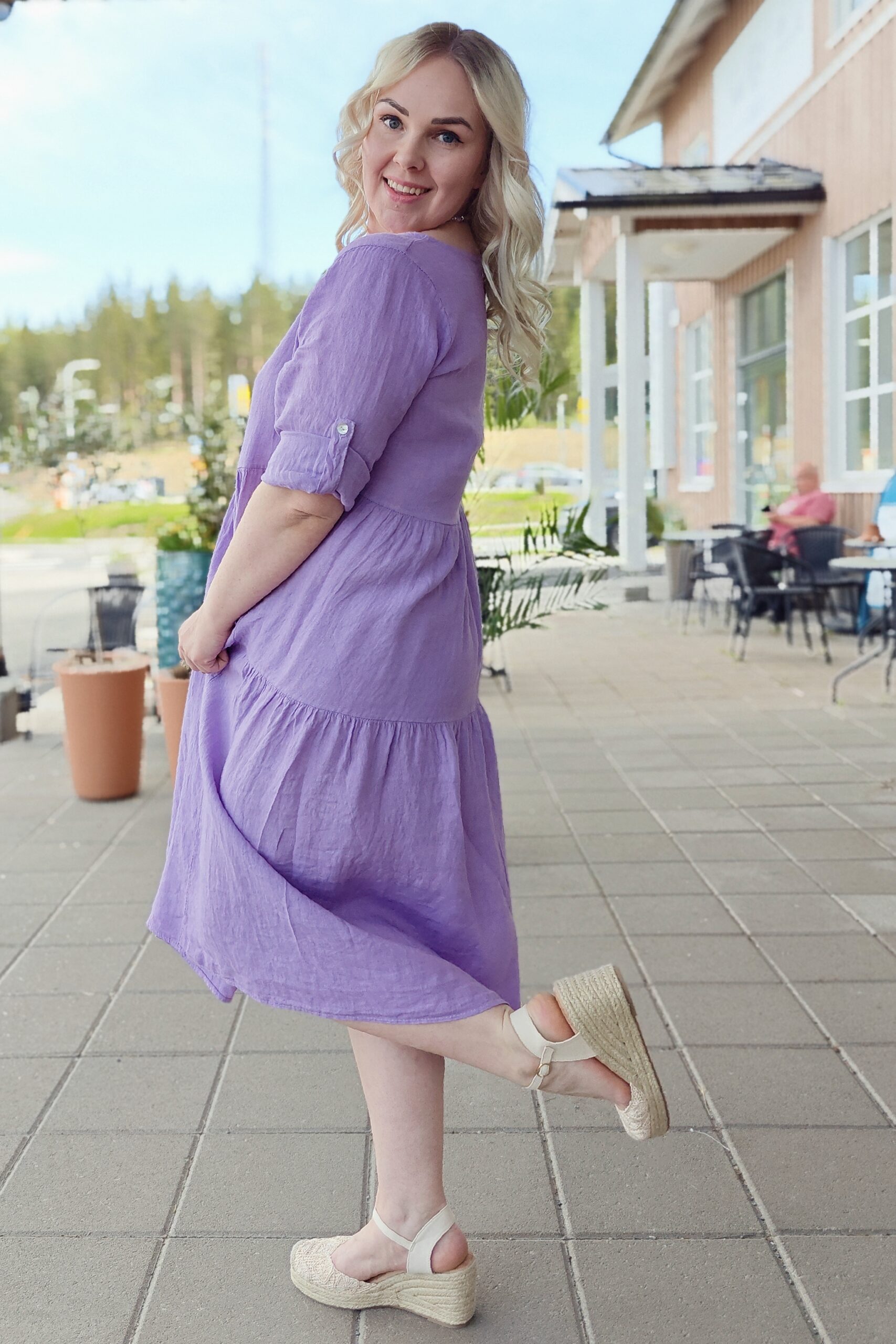 Pellavatehdas Joanna pellavamekko liila