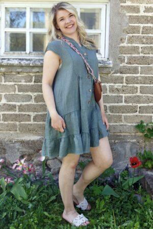 Pellavatehdas Mette pellavatunika khakivihreä