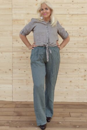 Pellavatehdas Noble pellavahousut khakivihreä