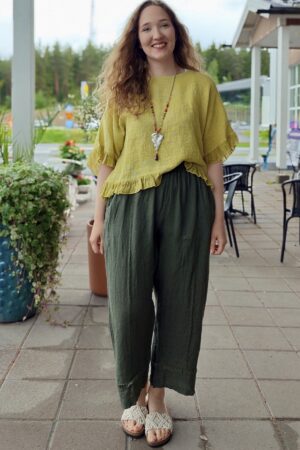 Pellavatehdas Hanna pellavahousut vihreä