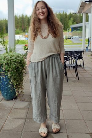 Pellavatehdas Hanna pellavahousut savenruskea