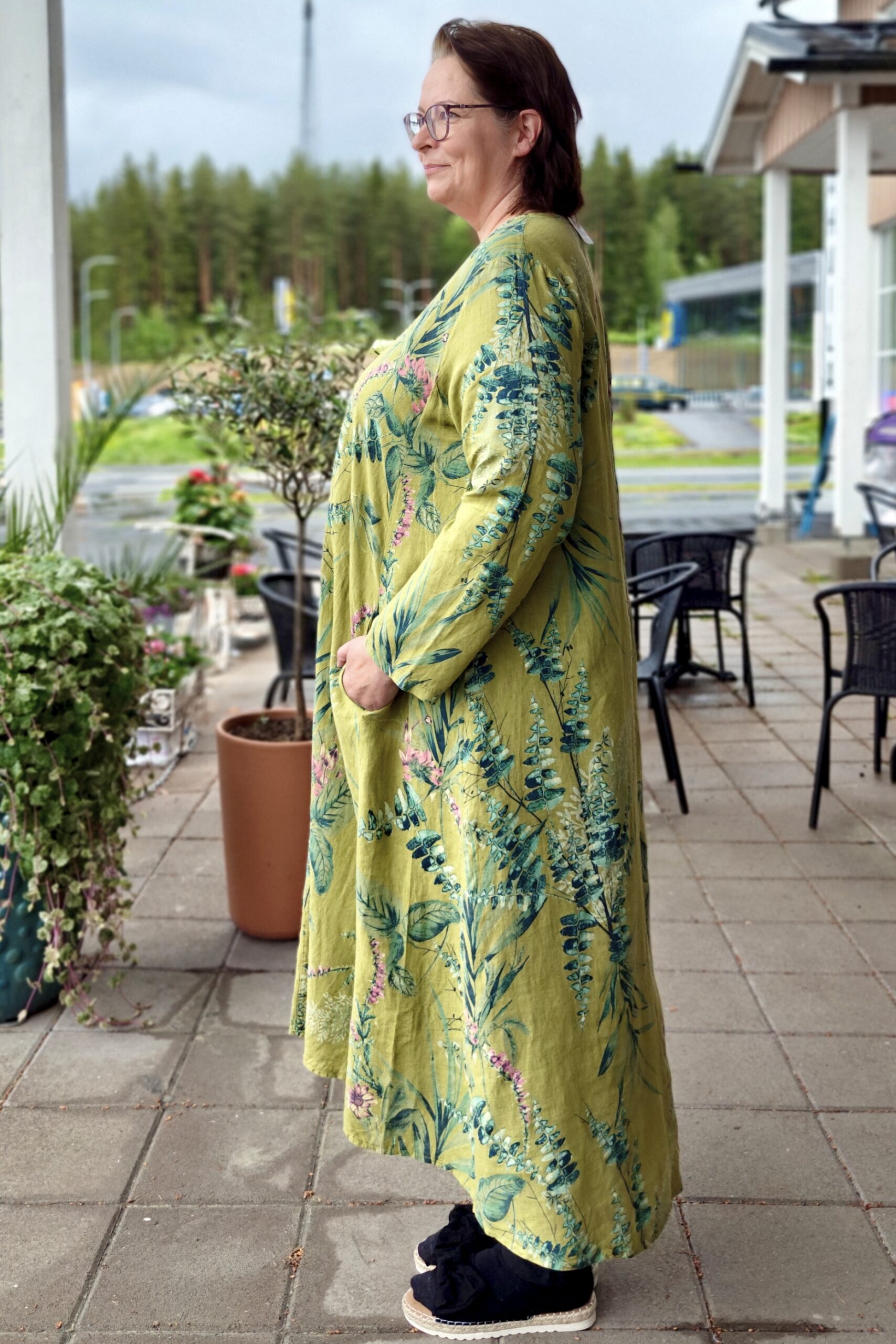 Pellavatehdas Angelika pellavamekko päärynänvihreä