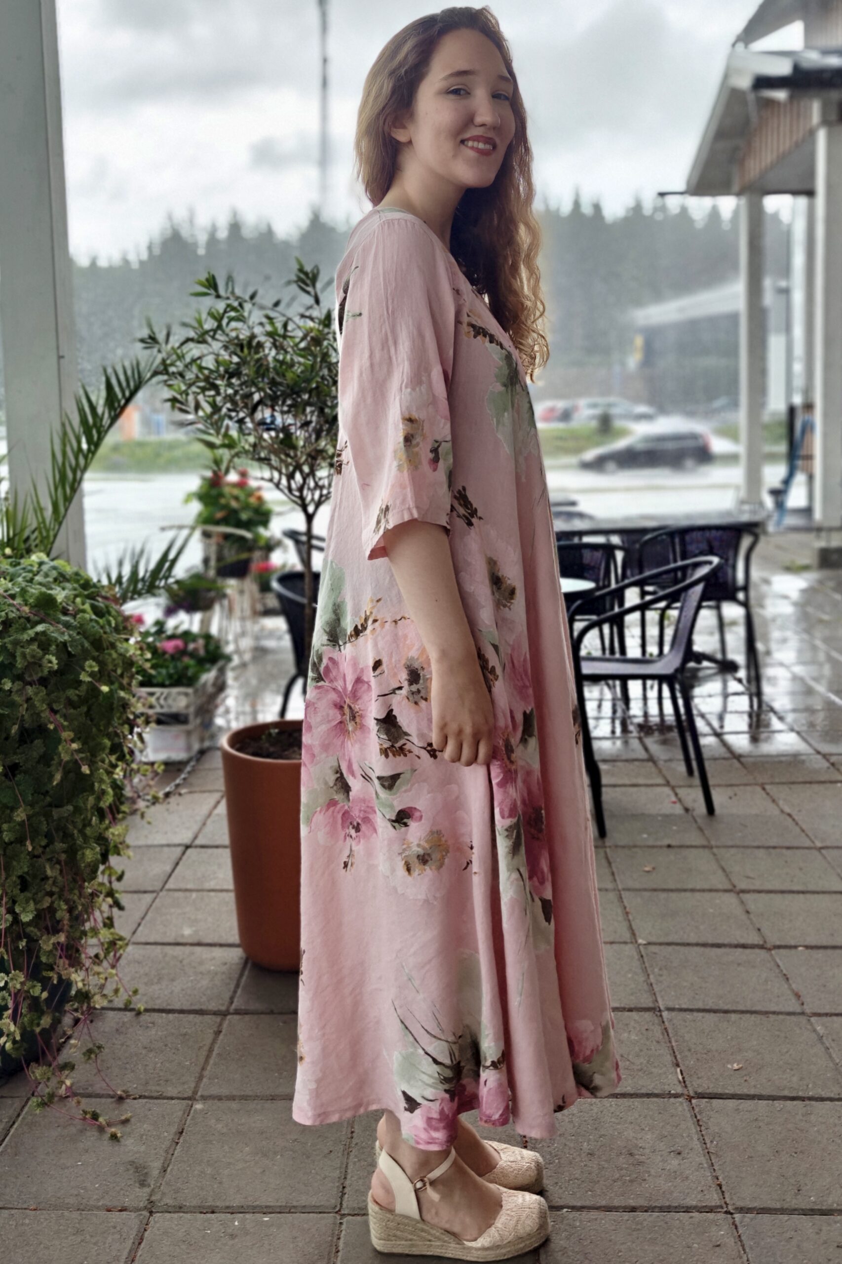 Ingela pellavamekko, vaaleanpunainen 46/56 - Image 3