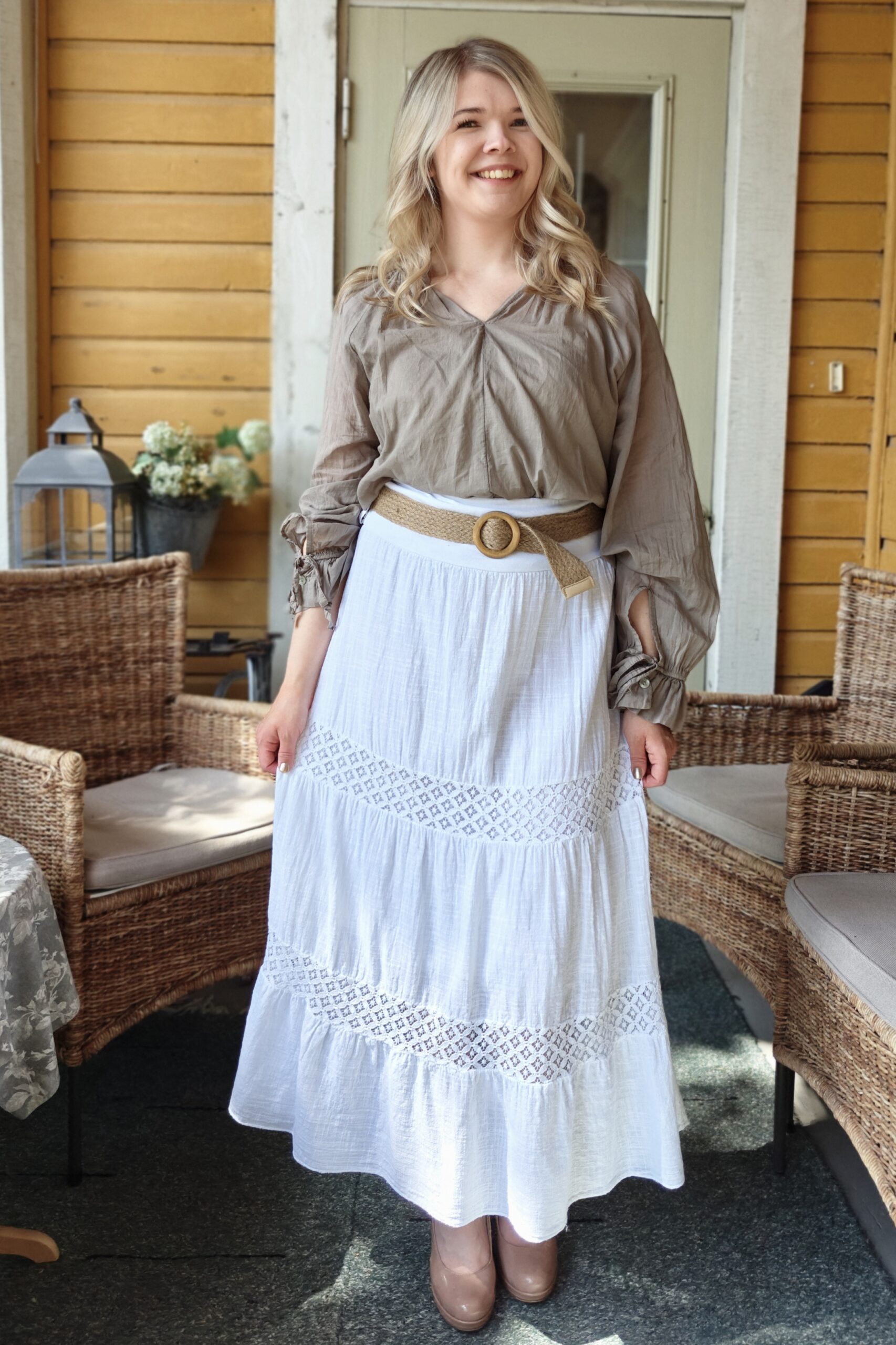 Pellavatehdas Safiira puuvillahame valkoinen