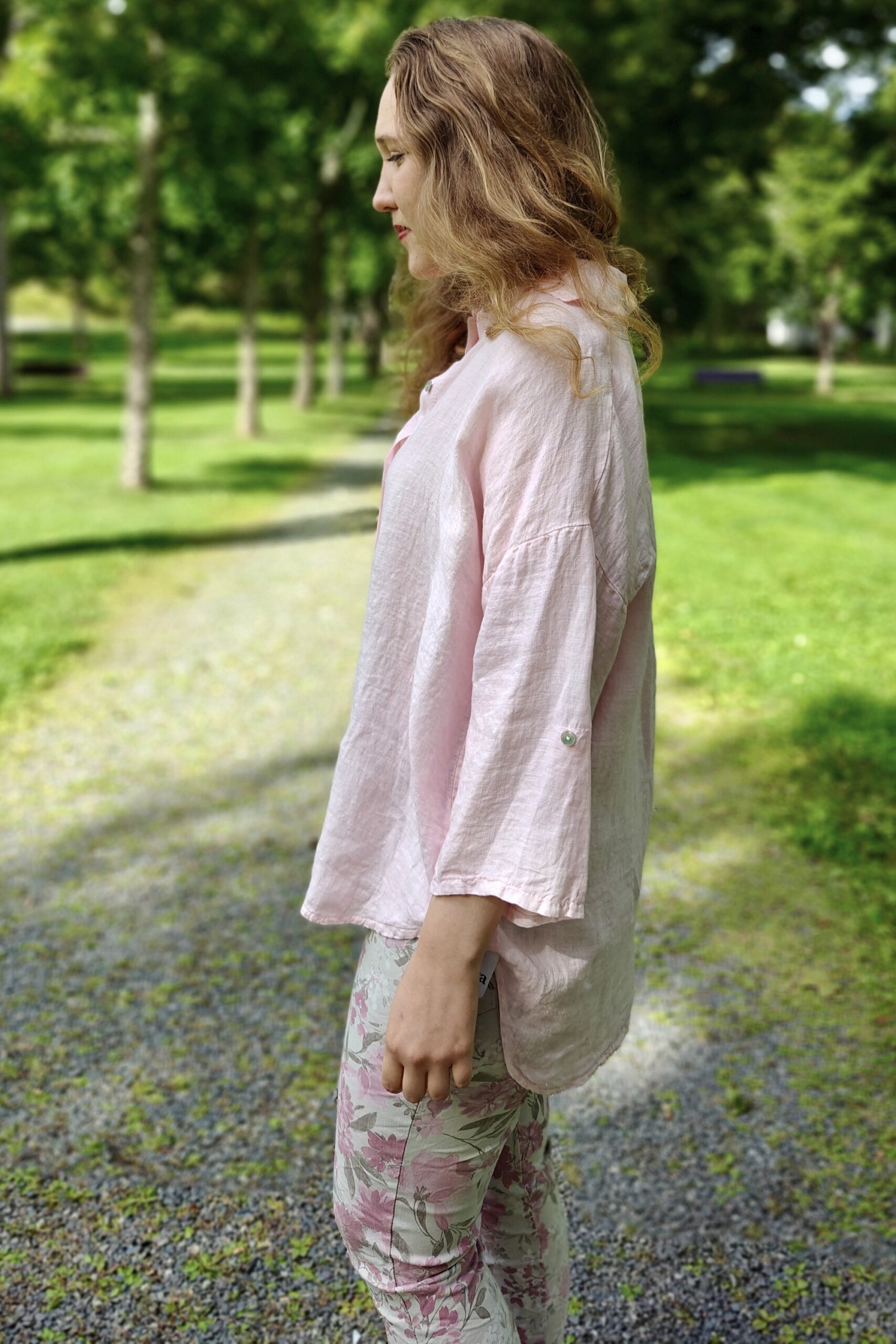 Lilli pellavapaita, vaaleanpunainen L/XL - Image 3